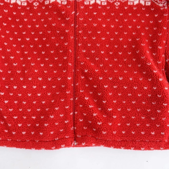 Vintage Norther Reflections Red & Cream Winter Design Fleece Zip Up Sweater Med - Picture 7 of 13